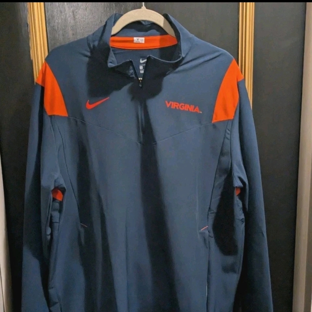 Nike Virginia Navy and Orange Quarter-Zip Pullover Jacket